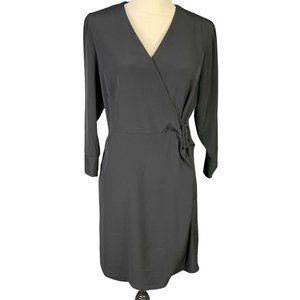 Top Shop Black Wrap Dress Women 8 Side Buckle Knee Length